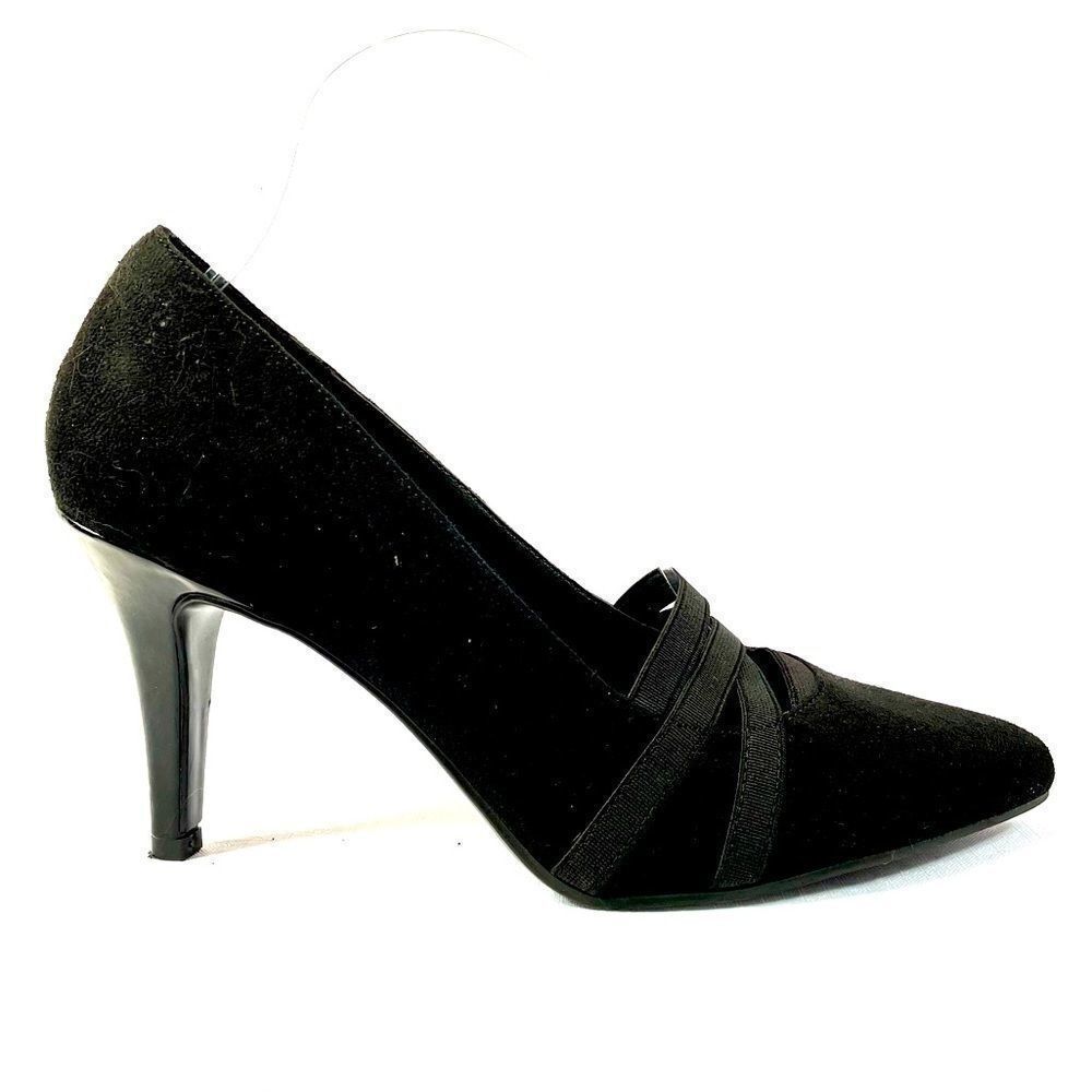 BLACK SUEDE 3.5” HEEL TELYA by IMPO SIZE 7